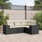 vidaXL 4-tlg. Garten-Sofagarnitur mit Kissen Schwarz Poly Rattan vidaXL 4-tlg. Garten-Sofagarnitur mit Kissen Schwarz Poly Rattan