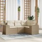 vidaXL 4-tlg. Garten-Sofagarnitur mit Kissen Beige Poly Rattan vidaXL 4-tlg. Garten-Sofagarnitur mit Kissen Beige Poly Rattan