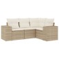 vidaXL 4-tlg. Garten-Sofagarnitur mit Kissen Beige Poly Rattan vidaXL 4-tlg. Garten-Sofagarnitur mit Kissen Beige Poly Rattan