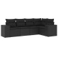 vidaXL 5-tlg. Garten-Sofagarnitur mit Kissen Schwarz Poly Rattan vidaXL 5-tlg. Garten-Sofagarnitur mit Kissen Schwarz Poly Rattan