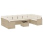 vidaXL 11-tlg. Garten-Sofagarnitur mit Kissen Beige Poly Rattan vidaXL 11-tlg. Garten-Sofagarnitur mit Kissen Beige Poly Rattan