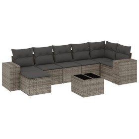 vidaXL 8-tlg. Garten-Sofagarnitur mit Kissen Grau Poly Rattan