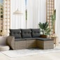 vidaXL 4-tlg. Garten-Sofagarnitur mit Kissen Grau Poly Rattan vidaXL 4-tlg. Garten-Sofagarnitur mit Kissen Grau Poly Rattan