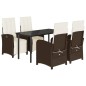 vidaXL 5-tlg. Garten-Essgruppe mit Kissen Braun Poly Rattan vidaXL 5-tlg. Garten-Essgruppe mit Kissen Braun Poly Rattan