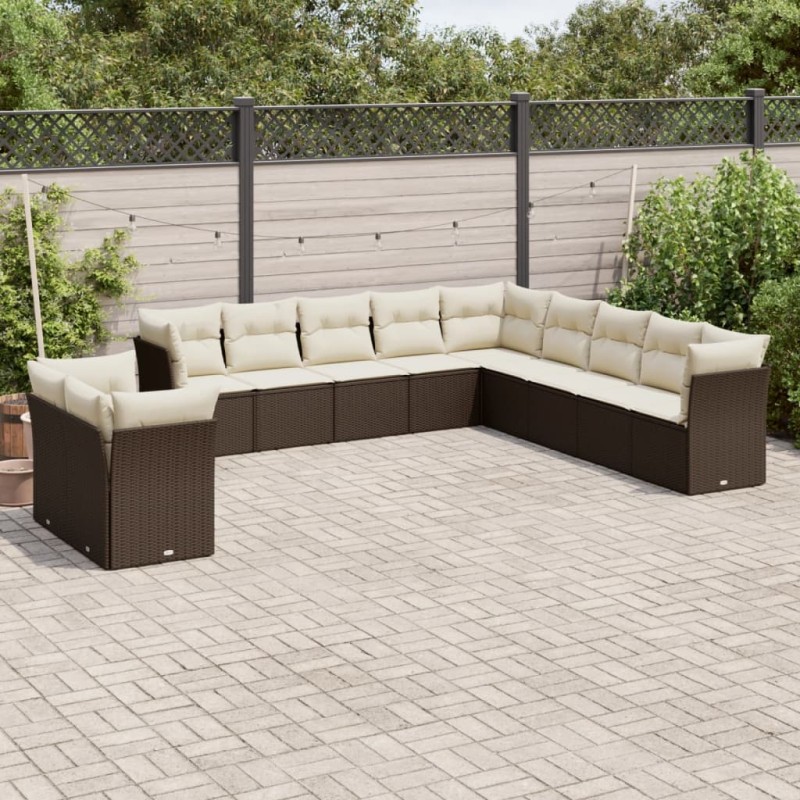 vidaXL 11-tlg. Garten-Sofagarnitur mit Kissen Braun Poly Rattan vidaXL 11-tlg. Garten-Sofagarnitur mit Kissen Braun Poly Rattan