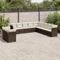 vidaXL 11-tlg. Garten-Sofagarnitur mit Kissen Braun Poly Rattan vidaXL 11-tlg. Garten-Sofagarnitur mit Kissen Braun Poly Rattan