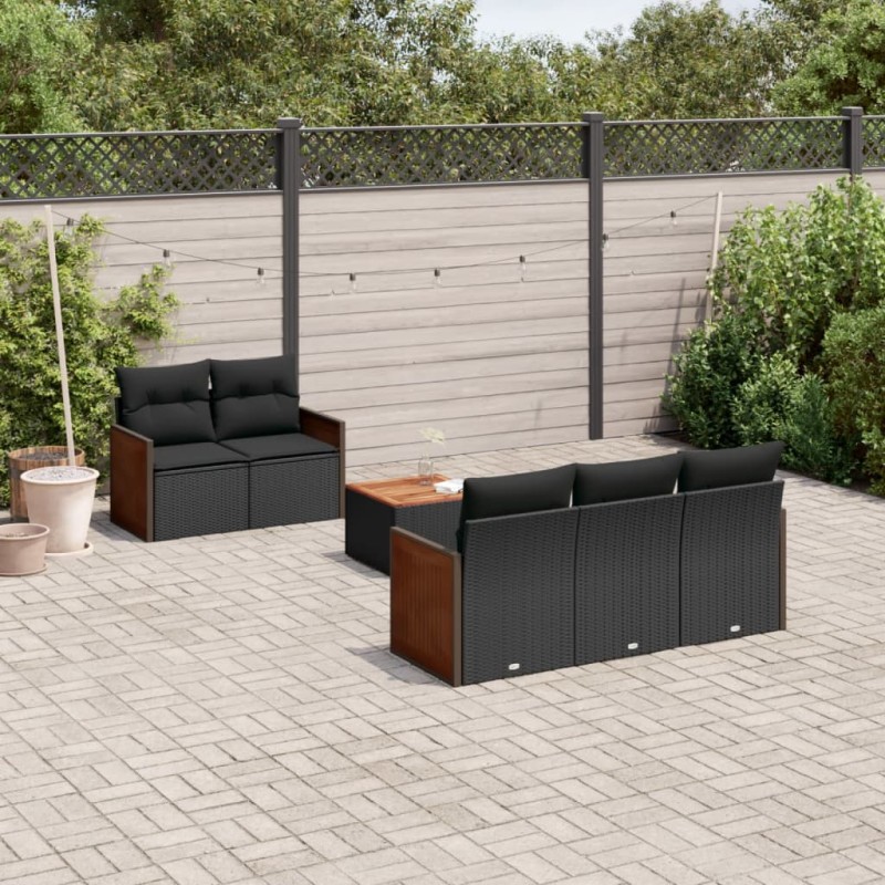 vidaXL 6-tlg. Garten-Sofagarnitur mit Kissen Schwarz Poly Rattan vidaXL 6-tlg. Garten-Sofagarnitur mit Kissen Schwarz Poly Rattan