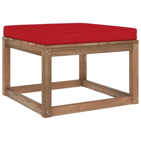 Outdoor-Fußhocker mit Kissen in Rot