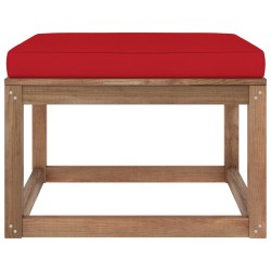 Outdoor-Fußhocker mit Kissen in Rot