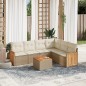 vidaXL 7-tlg. Garten-Sofagarnitur mit Kissen Beige Poly Rattan vidaXL 7-tlg. Garten-Sofagarnitur mit Kissen Beige Poly Rattan