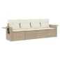 vidaXL 4-tlg. Garten-Sofagarnitur mit Kissen Beige Poly Rattan vidaXL 4-tlg. Garten-Sofagarnitur mit Kissen Beige Poly Rattan