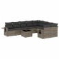 vidaXL 10-tlg. Garten-Sofagarnitur mit Kissen Grau Poly Rattan vidaXL 10-tlg. Garten-Sofagarnitur mit Kissen Grau Poly Rattan