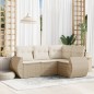 vidaXL 4-tlg. Garten-Sofagarnitur mit Kissen Beige Poly Rattan vidaXL 4-tlg. Garten-Sofagarnitur mit Kissen Beige Poly Rattan