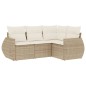 vidaXL 4-tlg. Garten-Sofagarnitur mit Kissen Beige Poly Rattan vidaXL 4-tlg. Garten-Sofagarnitur mit Kissen Beige Poly Rattan