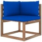 Outdoor-Ecksofa Paletten mit Kissen in Blau Outdoor-Ecksofa Paletten mit Kissen in Blau