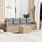 vidaXL 5-tlg. Garten-Sofagarnitur mit Kissen Beige Poly Rattan vidaXL 5-tlg. Garten-Sofagarnitur mit Kissen Beige Poly Rattan