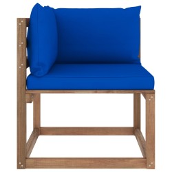 Outdoor-Ecksofa Paletten mit Kissen in Blau