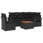 vidaXL 6-tlg. Garten-Sofagarnitur mit Kissen Schwarz Poly Rattan vidaXL 6-tlg. Garten-Sofagarnitur mit Kissen Schwarz Poly Rattan
