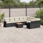 vidaXL 10-tlg. Garten-Sofagarnitur mit Kissen Schwarz Poly Rattan vidaXL 10-tlg. Garten-Sofagarnitur mit Kissen Schwarz Poly Rattan