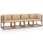 Garten-Palettensofa 4-Sitzer mit Kissen Kiefernholz Garten-Palettensofa 4-Sitzer mit Kissen Kiefernholz