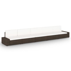 5-tlg. Garten-Lounge-Set mit Kissen Braun Poly Rattan