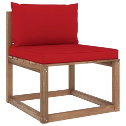 Outdoor-Mittelsofa Paletten mit Kissen in Rot