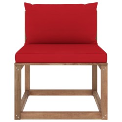 Outdoor-Mittelsofa Paletten mit Kissen in Rot