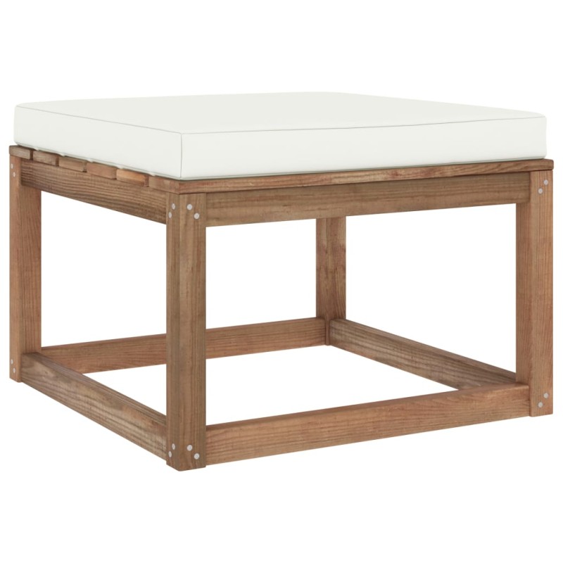 vidaXL Gartenhocker mit Creme Kissen vidaXL Gartenhocker mit Creme Kissen
