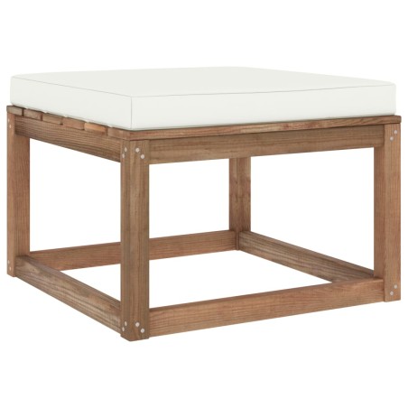 vidaXL Gartenhocker mit Creme Kissen