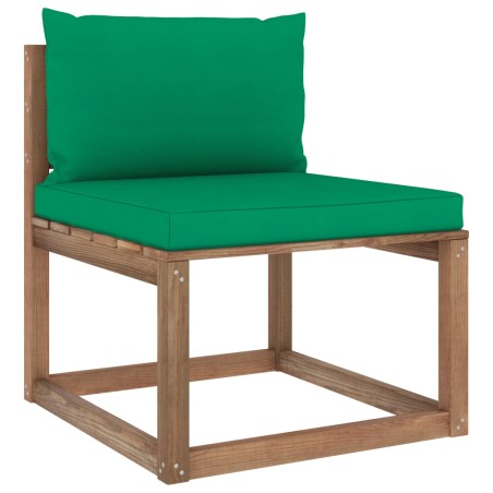Garten-Paletten-Mittelsofa mit Kissen Grün
