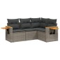 vidaXL 4-tlg. Garten-Sofagarnitur mit Kissen Grau Poly Rattan vidaXL 4-tlg. Garten-Sofagarnitur mit Kissen Grau Poly Rattan