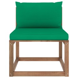 Garten-Paletten-Mittelsofa mit Kissen Grün
