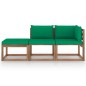 3-tlg. Garten-Lounge-Set aus Paletten mit Kissen Kiefernholz