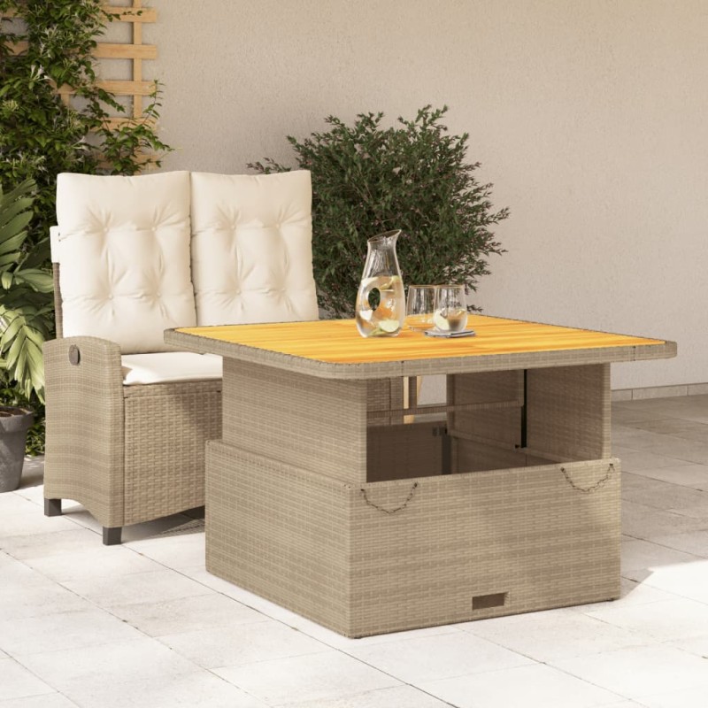 vidaXL 2-tlg. Garten-Essgruppe mit Kissen Beige Poly Rattan vidaXL 2-tlg. Garten-Essgruppe mit Kissen Beige Poly Rattan