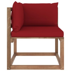 Outdoor-Ecksofa Paletten mit Kissen in Weinrot