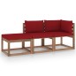 3-tlg. Garten-Lounge-Set aus Paletten mit Kissen Kiefernholz 3-tlg. Garten-Lounge-Set aus Paletten mit Kissen Kiefernholz
