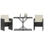 vidaXL 3-tlg. Bistro-Set mit Kissen Schwarz Poly Rattan vidaXL 3-tlg. Bistro-Set mit Kissen Schwarz Poly Rattan