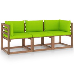 vidaXL Garten-Palettensofa 3-Sitzer mit Kissen in Hellgrün Kiefernholz