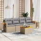 vidaXL 5-tlg. Garten-Sofagarnitur mit Kissen Beige Poly Rattan vidaXL 5-tlg. Garten-Sofagarnitur mit Kissen Beige Poly Rattan