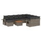 vidaXL 11-tlg. Garten-Sofagarnitur mit Kissen Grau Poly Rattan vidaXL 11-tlg. Garten-Sofagarnitur mit Kissen Grau Poly Rattan