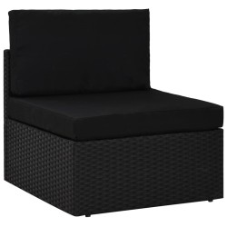 10-tlg. Garten-Lounge-Set mit Kissen Schwarz Poly Rattan