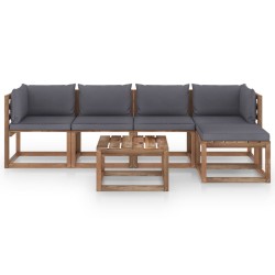 6-tlg. Garten-Lounge-Set mit Anthrazit Kissen