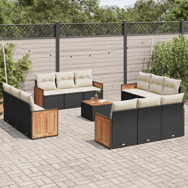 vidaXL 13-tlg. Garten-Sofagarnitur mit Kissen Schwarz Poly Rattan vidaXL 13-tlg. Garten-Sofagarnitur mit Kissen Schwarz Poly Rattan