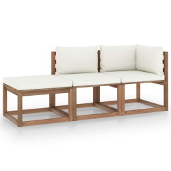 vidaXL 3-tlg. Garten-Lounge-Set aus Paletten mit Kissen Kiefernholz