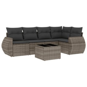 vidaXL 6-tlg. Garten-Sofagarnitur mit Kissen Grau Poly Rattan