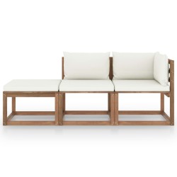 vidaXL 3-tlg. Garten-Lounge-Set aus Paletten mit Kissen Kiefernholz