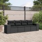 vidaXL 4-tlg. Garten-Sofagarnitur mit Kissen Schwarz Poly Rattan vidaXL 4-tlg. Garten-Sofagarnitur mit Kissen Schwarz Poly Rattan