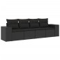 vidaXL 4-tlg. Garten-Sofagarnitur mit Kissen Schwarz Poly Rattan vidaXL 4-tlg. Garten-Sofagarnitur mit Kissen Schwarz Poly Rattan