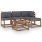 5-tlg. Garten-Lounge-Set aus Paletten mit Kissen Kiefernholz 5-tlg. Garten-Lounge-Set aus Paletten mit Kissen Kiefernholz