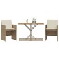 vidaXL 3-tlg. Bistro-Set mit Kissen Beige Poly Rattan vidaXL 3-tlg. Bistro-Set mit Kissen Beige Poly Rattan